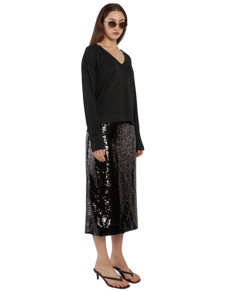 Monroe Sequin Pencil Skirt in Black image 3