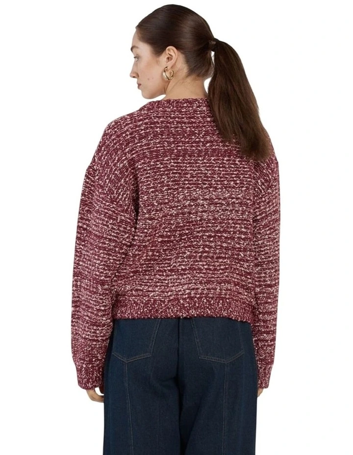 Quinn Boucle Bomber Knit in Burgundy/White image 2