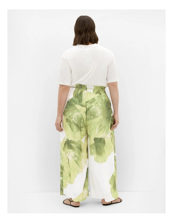 Plus Size Elisa Matcha Print Wide Leg Pant in Ivory image 2