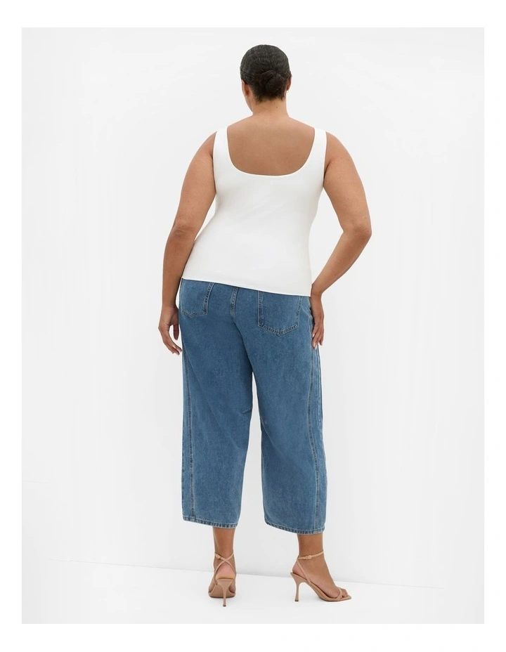 Plus Size Arami Strap Detail Top in Ivory image 2