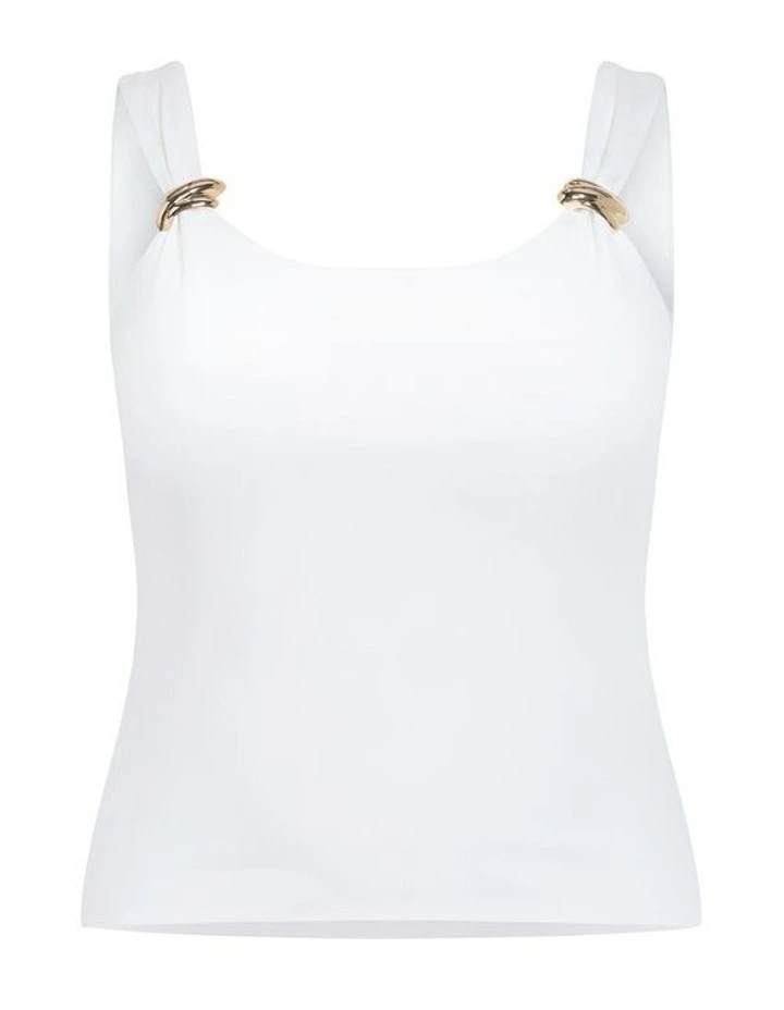 Plus Size Arami Strap Detail Top in Ivory image 3