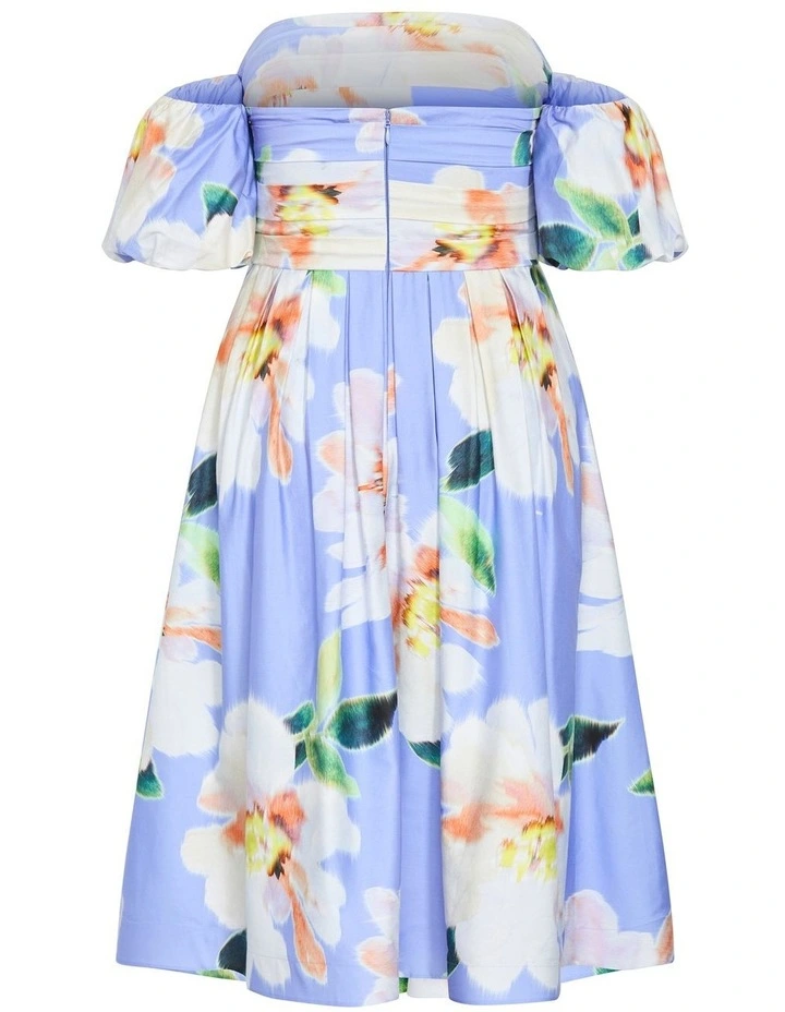 Plus Size Rosalee Floral Print Puff Sleeve Midi Dress in Sky Blue image 4
