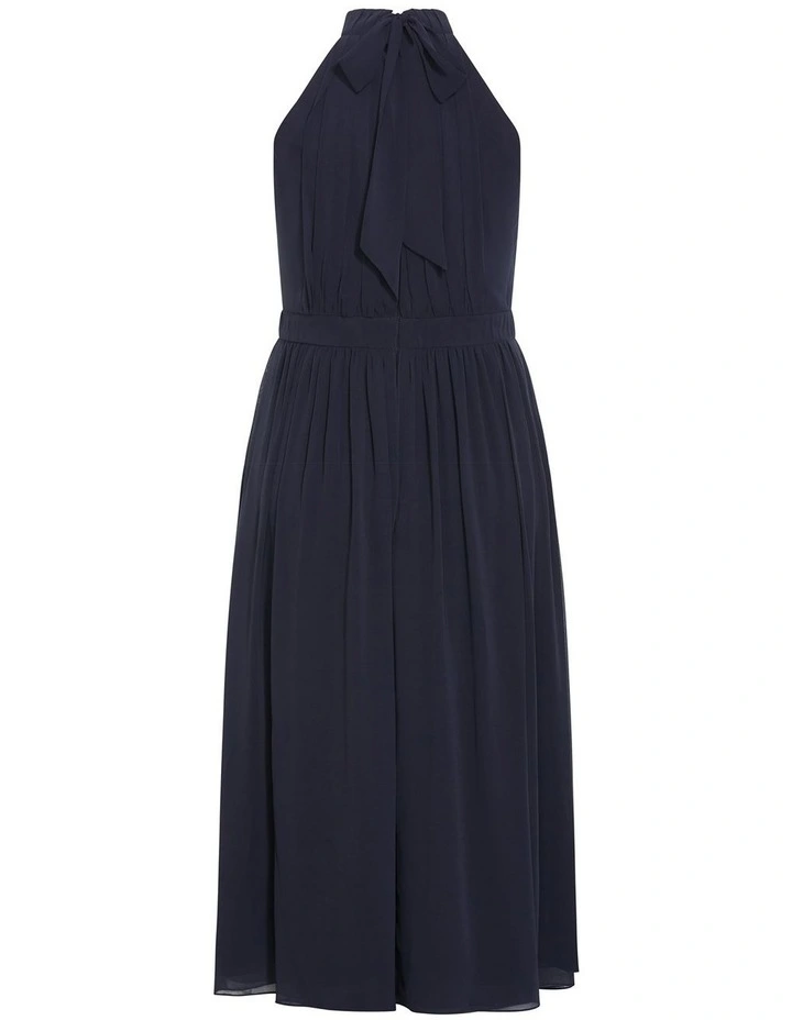 Plus Size Lucy Halter Pleat Front Maxi Dress in Navy image 4