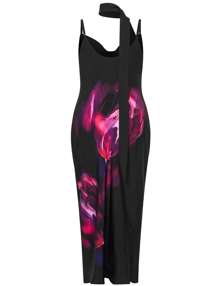 Plus Size Sadie Vivid Print Slip Dress in Black image 4
