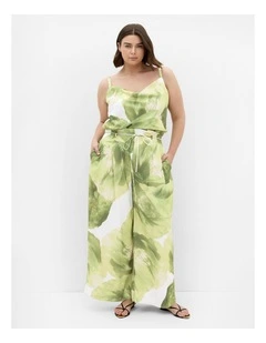 Plus Size Elisa Matcha Print Cowl Neck Cami in Ivory