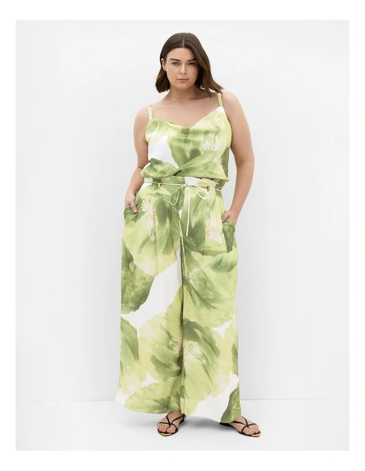 Plus Size Elisa Matcha Print Cowl Neck Cami in Ivory image 1