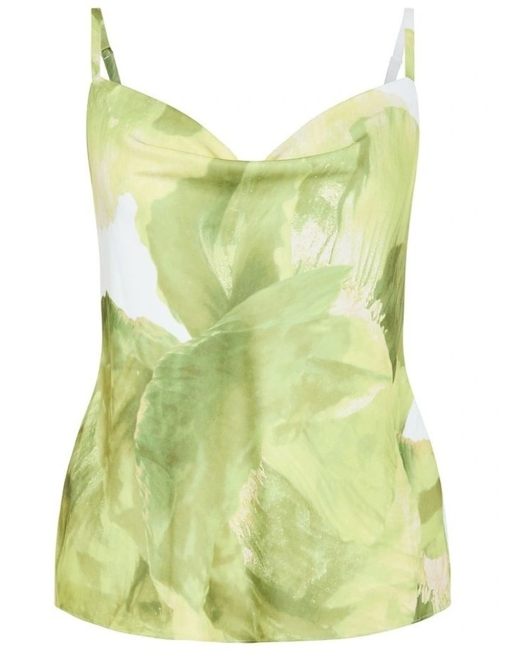 Plus Size Elisa Matcha Print Cowl Neck Cami in Ivory image 3