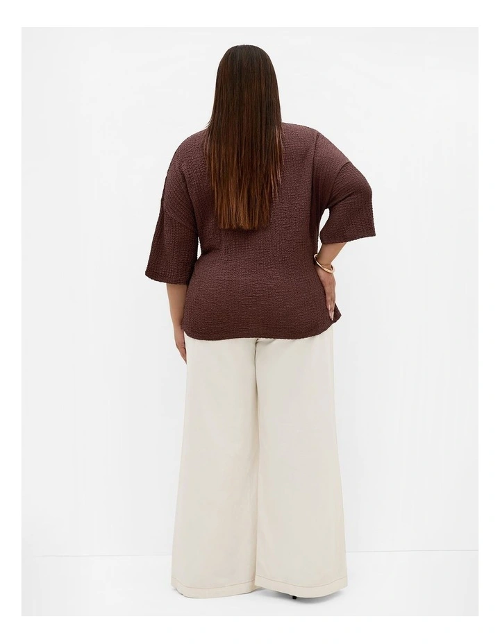 Plus Size Zoie Elbow Sleeve Side Tie Top in Chocolate image 2