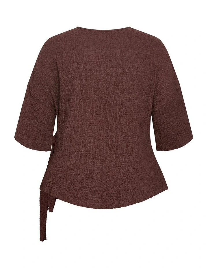 Plus Size Zoie Elbow Sleeve Side Tie Top in Chocolate image 4