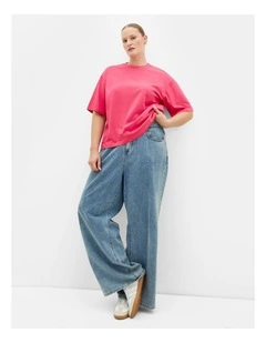 Plus Size Oversized Crew Neck Tee in Magenta