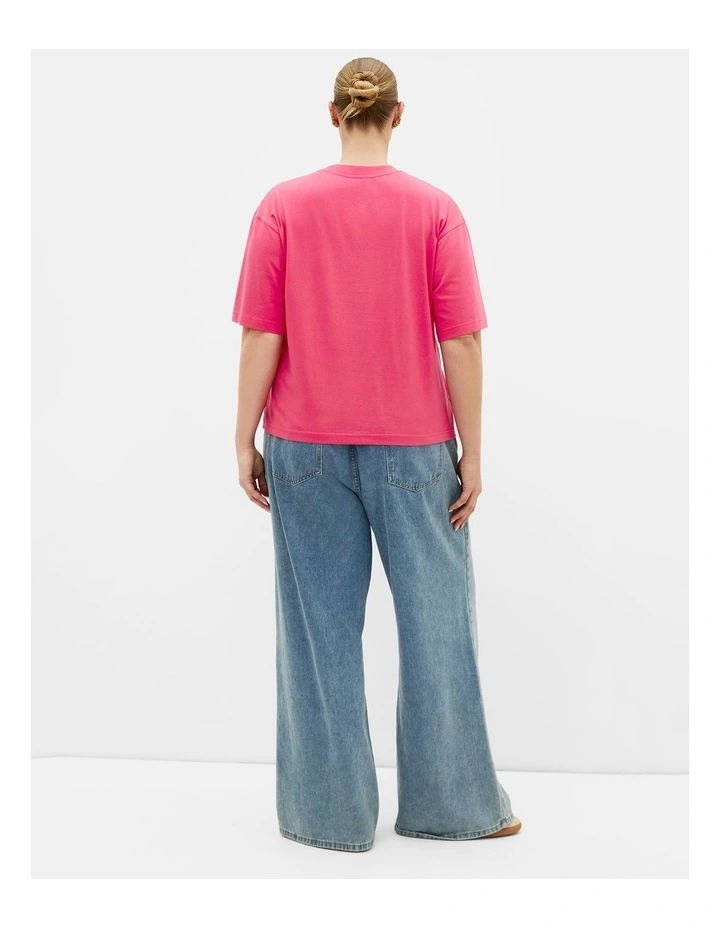 Plus Size Oversized Crew Neck Tee in Magenta image 2