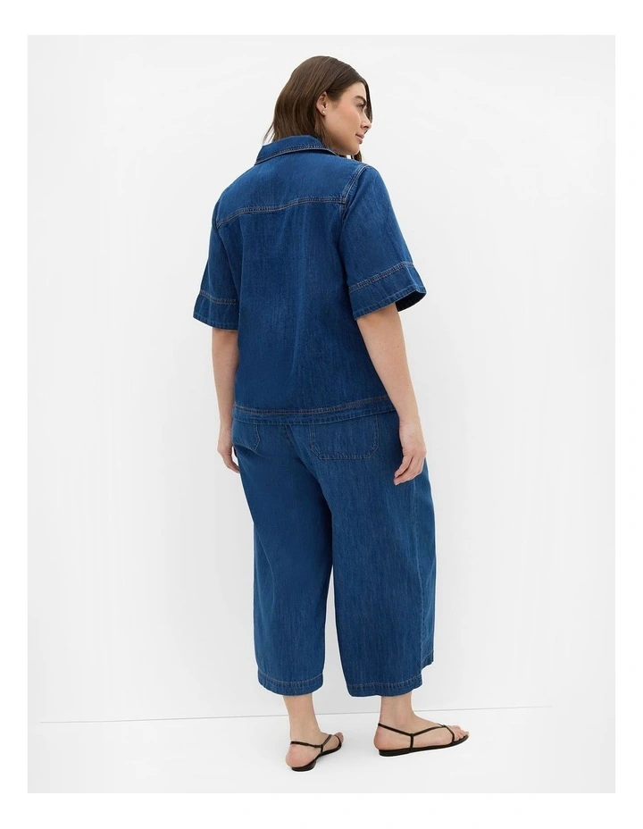 Plus Size Tiana Pocket Cotton Denim Top in Light Wash image 2
