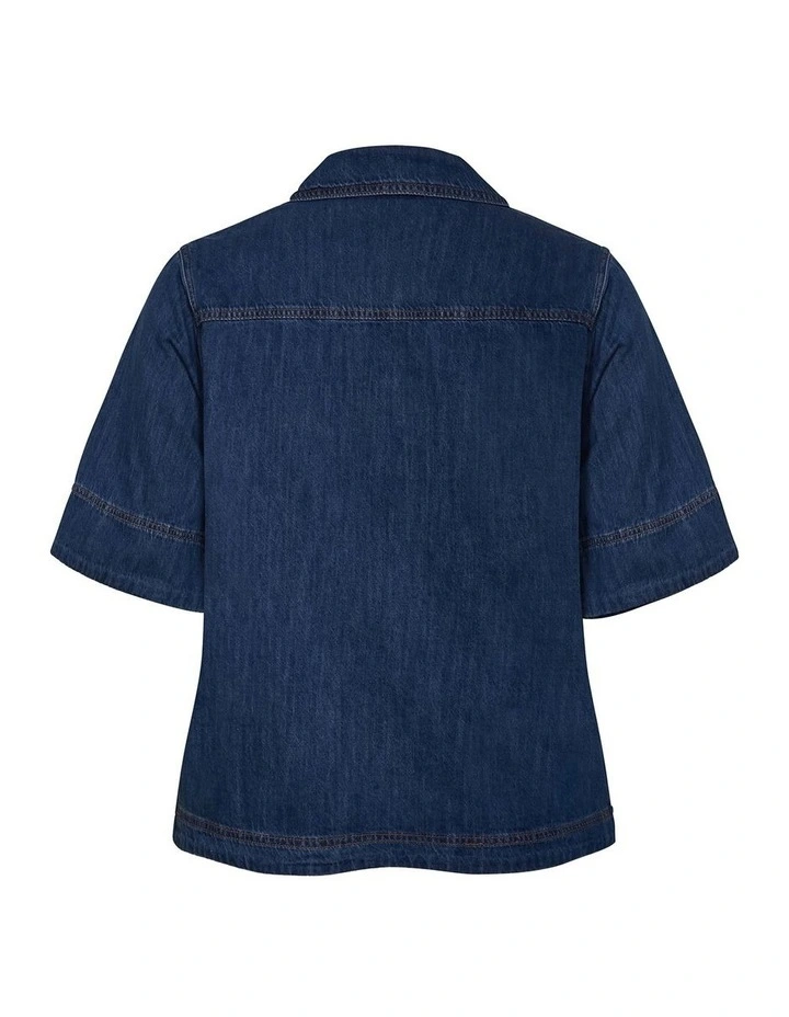 Plus Size Tiana Pocket Cotton Denim Top in Light Wash image 4