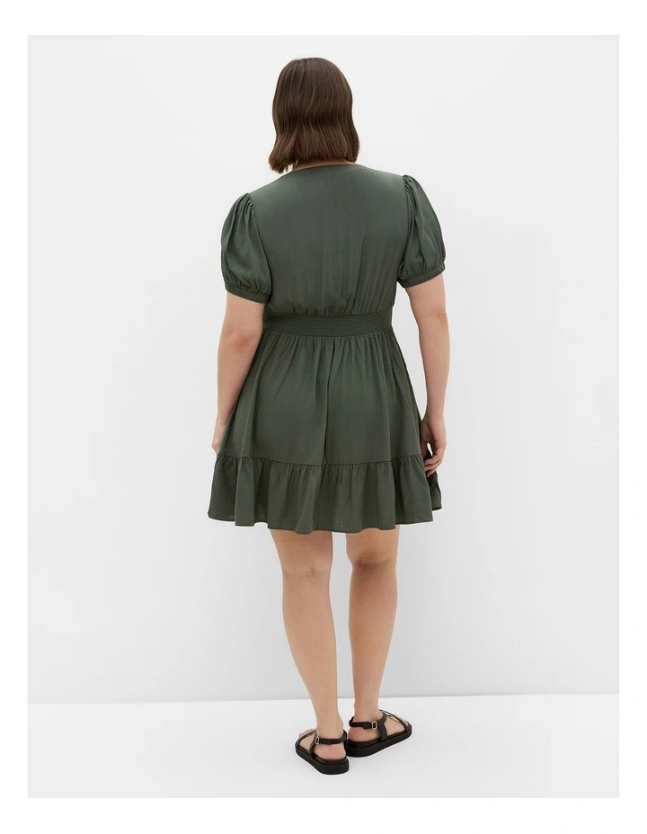 Plus Size Elsie Short Sleeve Mini Dress in Khaki image 2