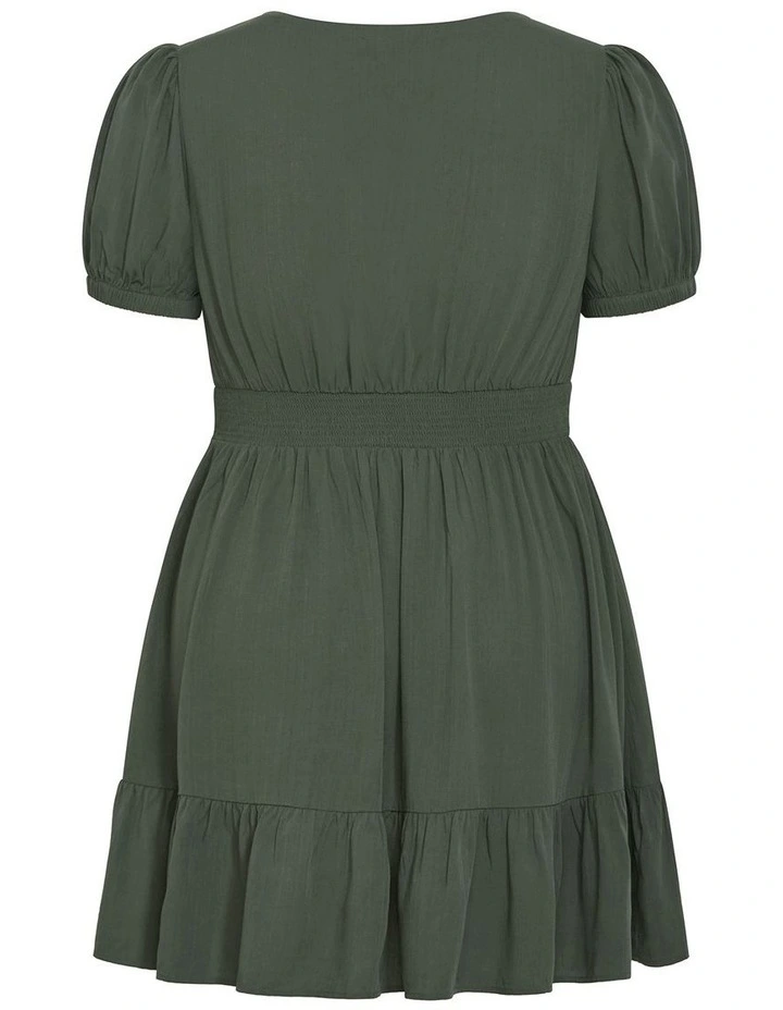 Plus Size Elsie Short Sleeve Mini Dress in Khaki image 4