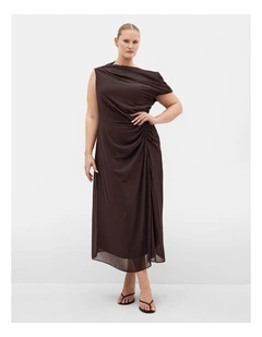 Plus Size Vivid Colour Maxi Dress in Espresso