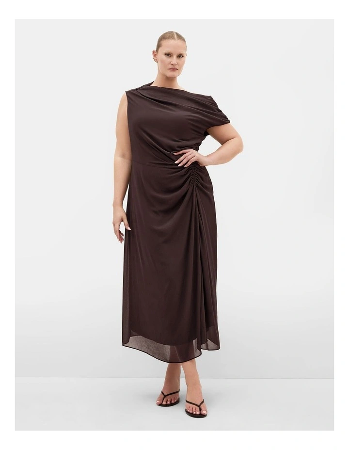 Plus Size Vivid Colour Maxi Dress in Espresso image 1
