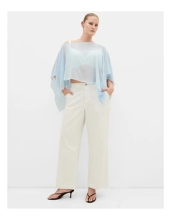 Plus Size Sheer Chiffon Poncho in Sky Blue