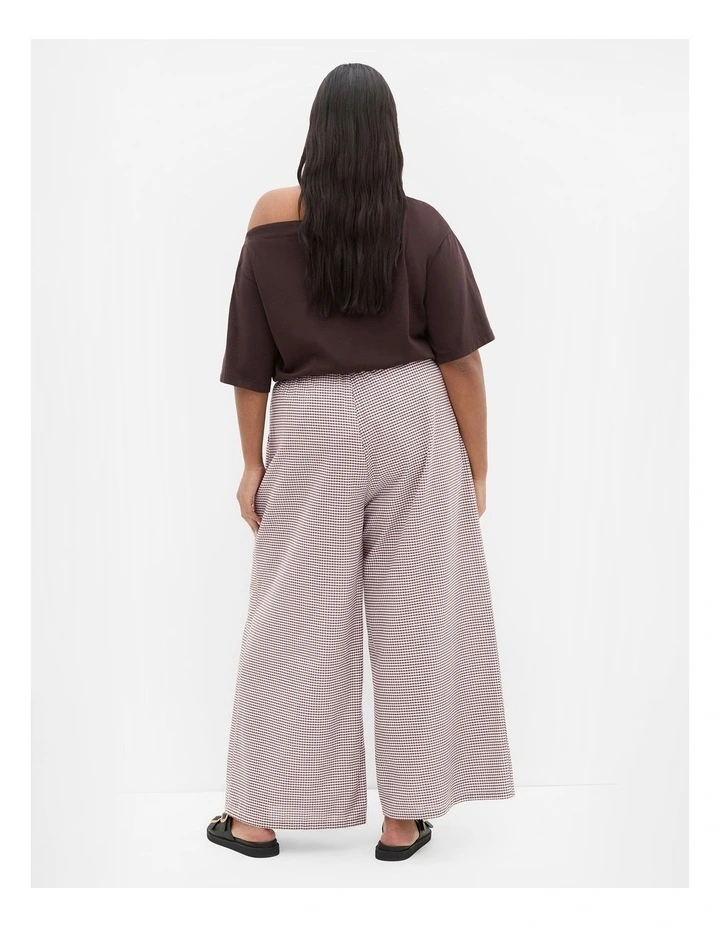 Plus Size Gingham Check Cotton Wide Leg Pant in Chocolate image 2