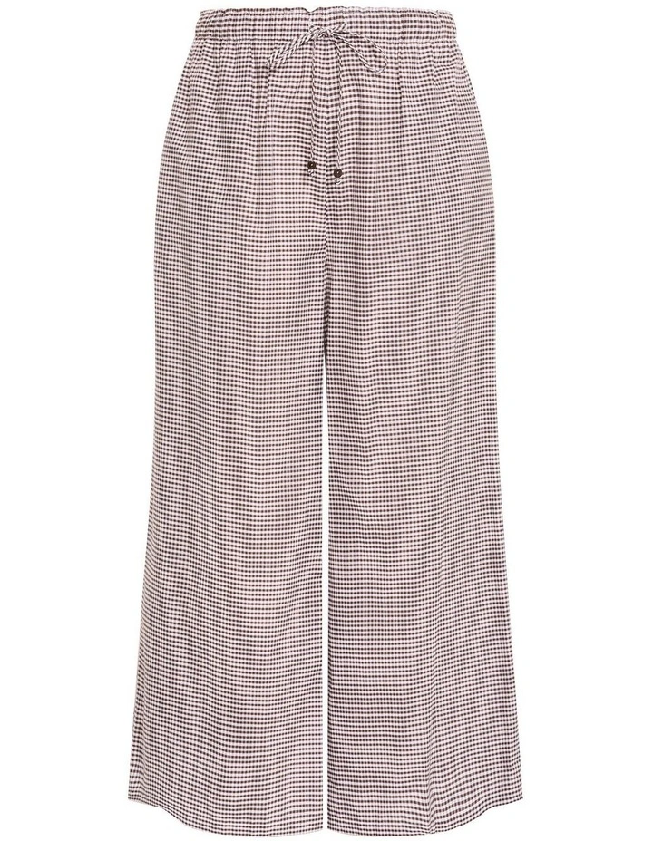 Plus Size Gingham Check Cotton Wide Leg Pant in Chocolate image 3
