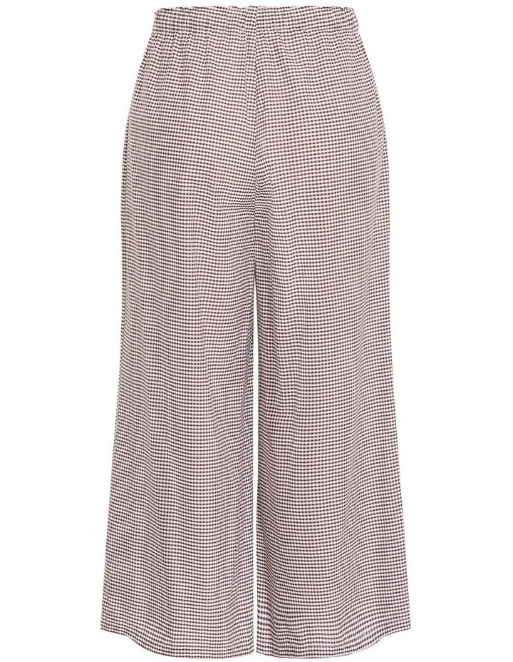 Plus Size Gingham Check Cotton Wide Leg Pant in Chocolate image 4