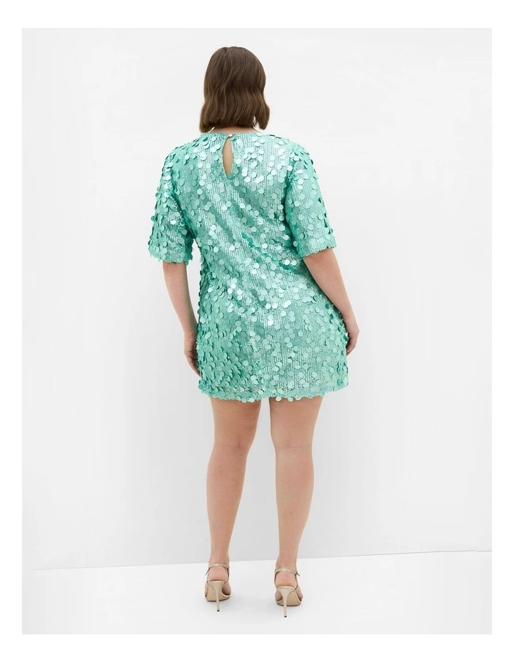 Plus Size Adorn Sequin Mini Dress in Seafoam image 2