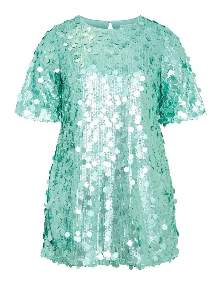 Plus Size Adorn Sequin Mini Dress in Seafoam image 3