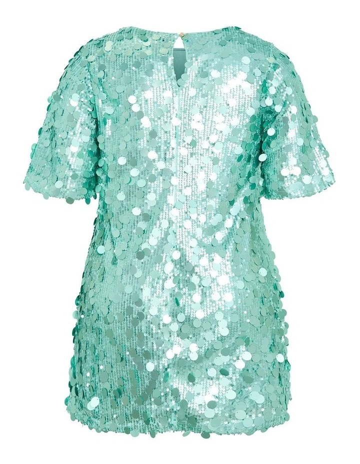 Plus Size Adorn Sequin Mini Dress in Seafoam image 4