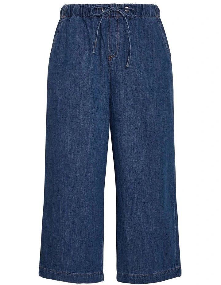 Plus Size Tiana Cotton Denim Crop Pant in Light Wash image 3