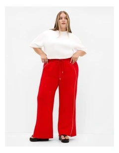Plus Size Chaser Athleisure Wide Leg Pant in Red