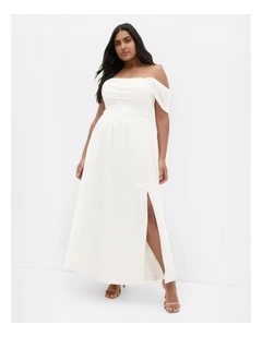 Plus Size Angel Love Off Shoulder Maxi Dress in Ivory
