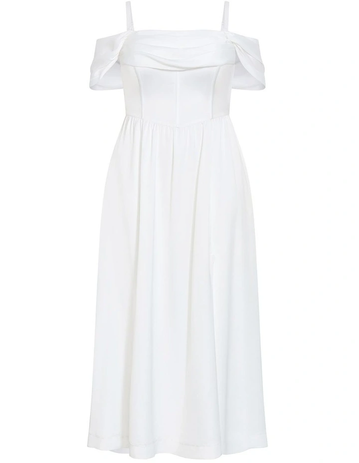 Plus Size Angel Love Off Shoulder Maxi Dress in Ivory image 3