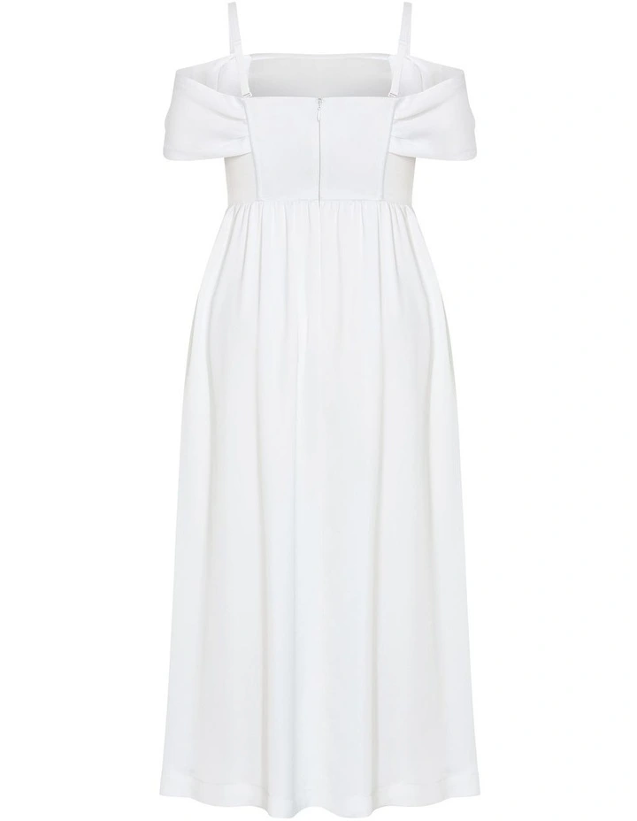 Plus Size Angel Love Off Shoulder Maxi Dress in Ivory image 4