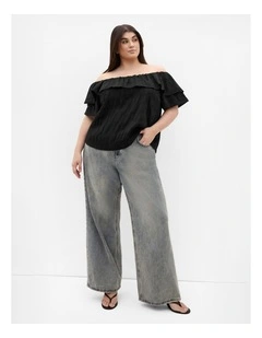 Plus Size Christy Off Shoulder Top in Black