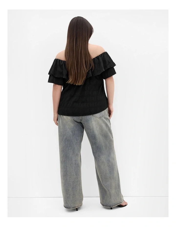 Plus Size Christy Off Shoulder Top in Black image 2