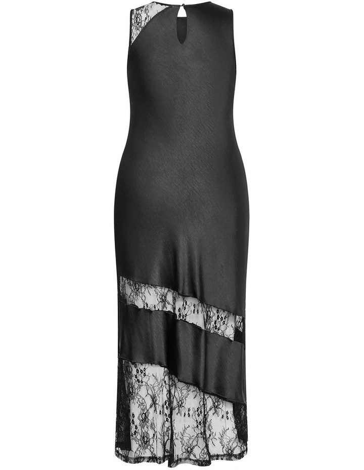 Plus Size Alissa Lace Trim Slip Maxi Dress in Black image 4