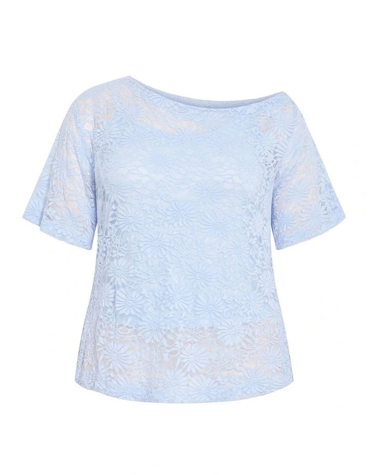 Plus Size Nylah Off Shoulder Lace Top in Sky Blue image 3