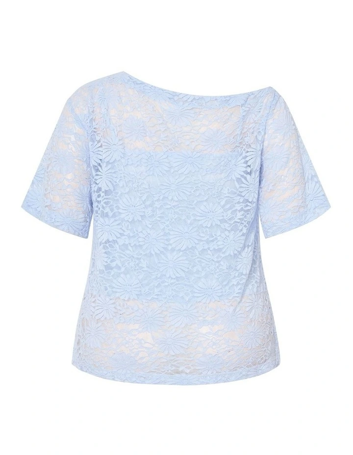 Plus Size Nylah Off Shoulder Lace Top in Sky Blue image 4