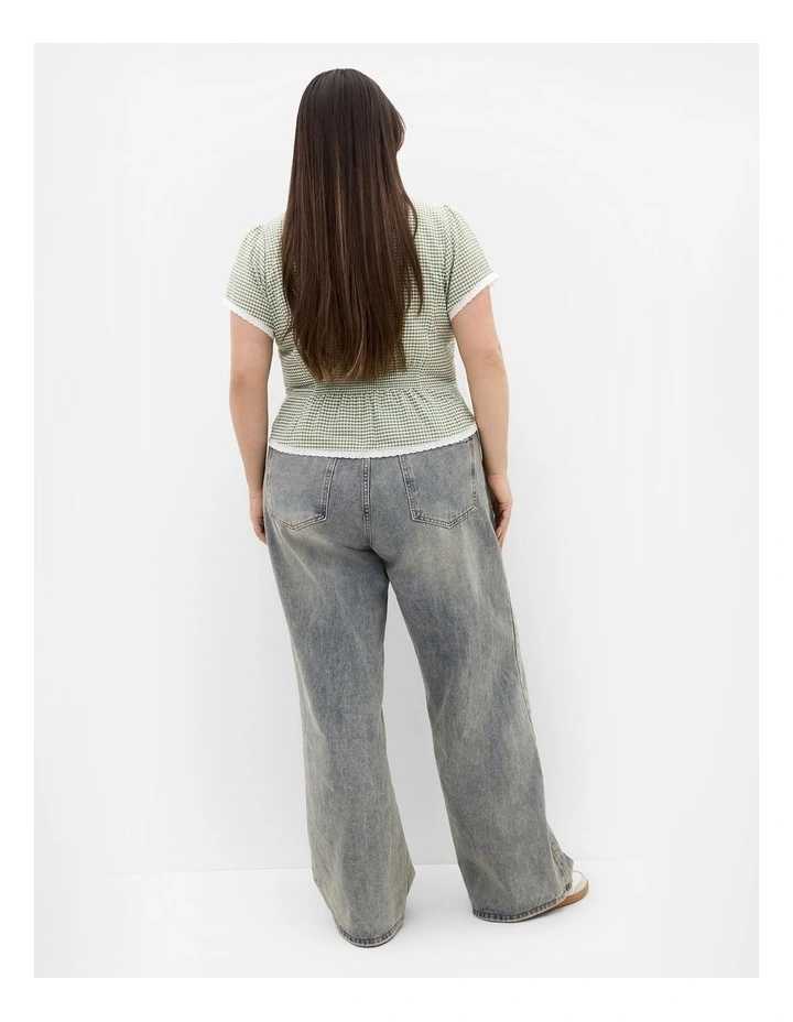 Plus Size Eliza Gingham Shirt in Soft Sage image 2