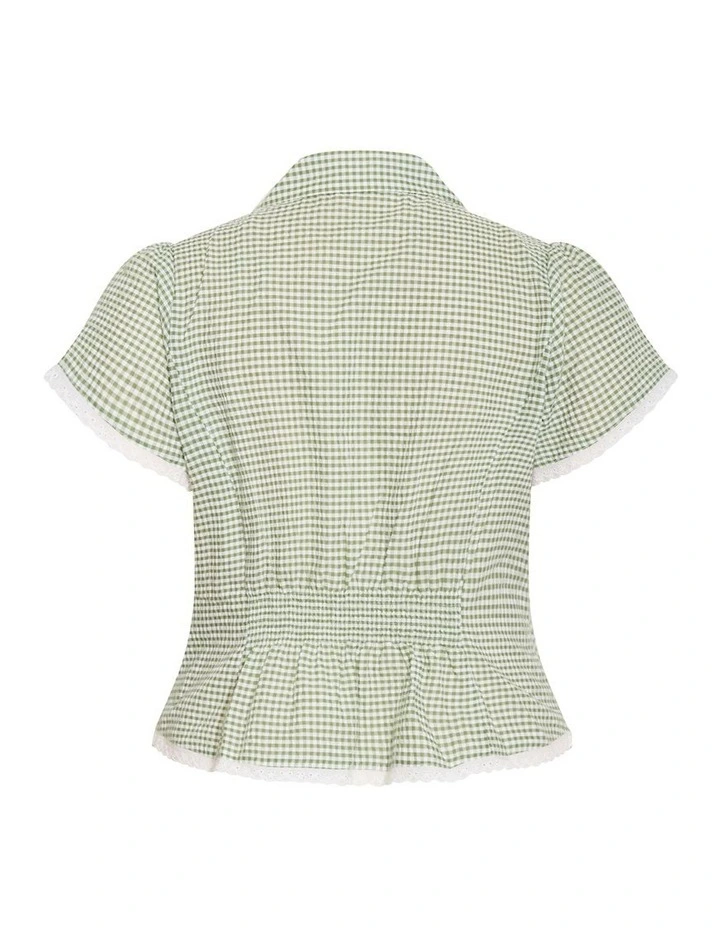 Plus Size Eliza Gingham Shirt in Soft Sage image 4