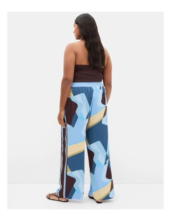 Plus Size Amaya Abstract Print Wide Leg Pant in Blue image 2