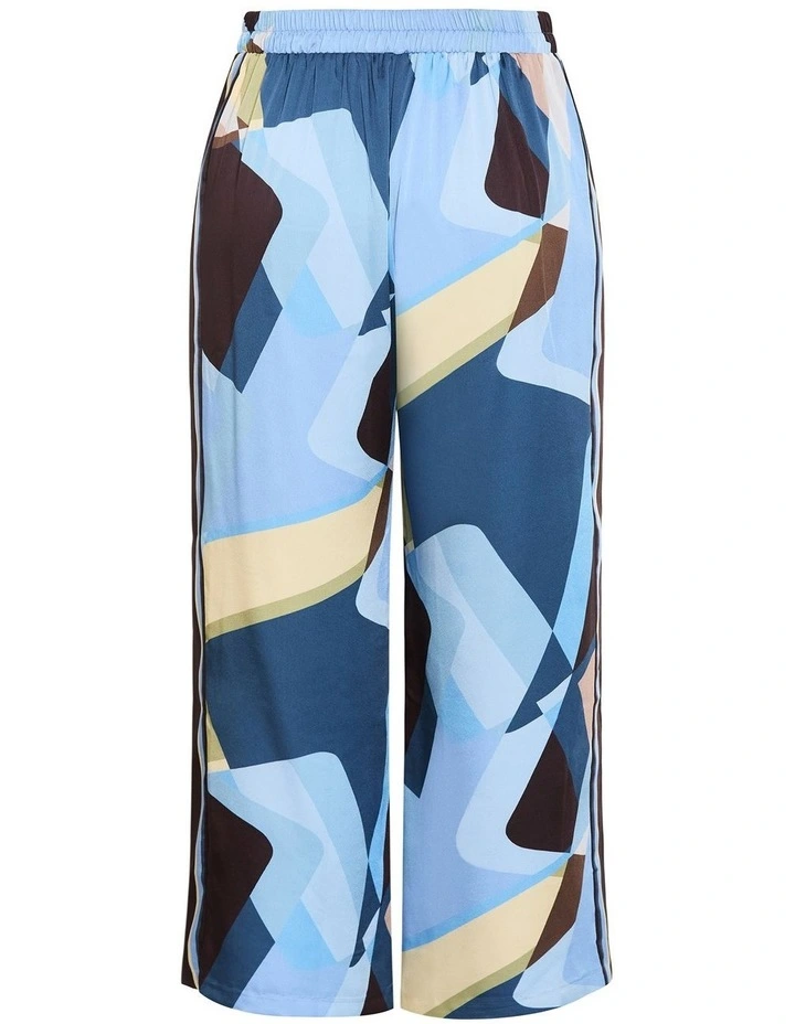 Plus Size Amaya Abstract Print Wide Leg Pant in Blue image 3