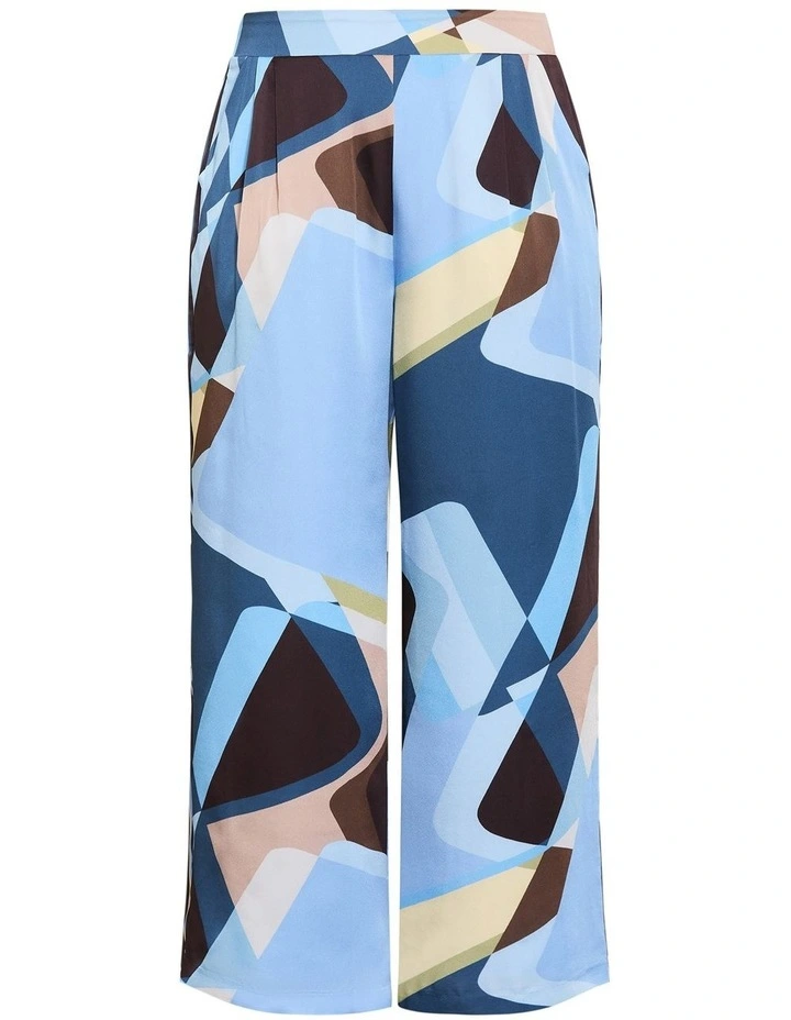 Plus Size Amaya Abstract Print Wide Leg Pant in Blue image 4