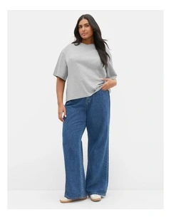 Plus Size Oversized Crew Neck Tee in Grey Marle