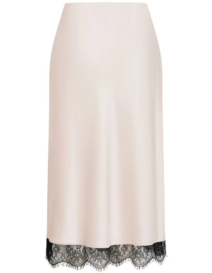 Plus Size Orielle Contrast Lace Hem Skirt in Champagne image 4