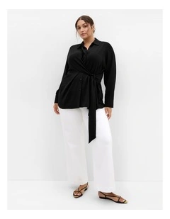 Plus Size Telia Side Tie Shirt in Black