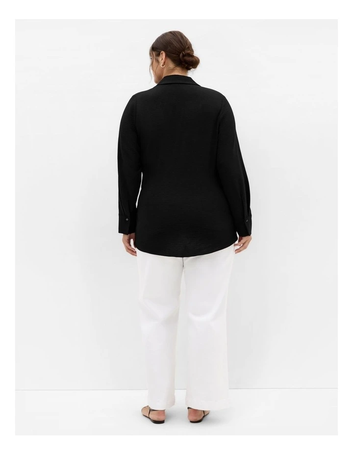 Plus Size Telia Side Tie Shirt in Black image 2