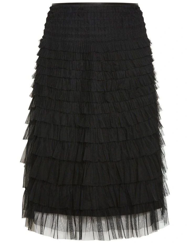 Plus Size Averi Tulle Midi Skirt in Black image 3