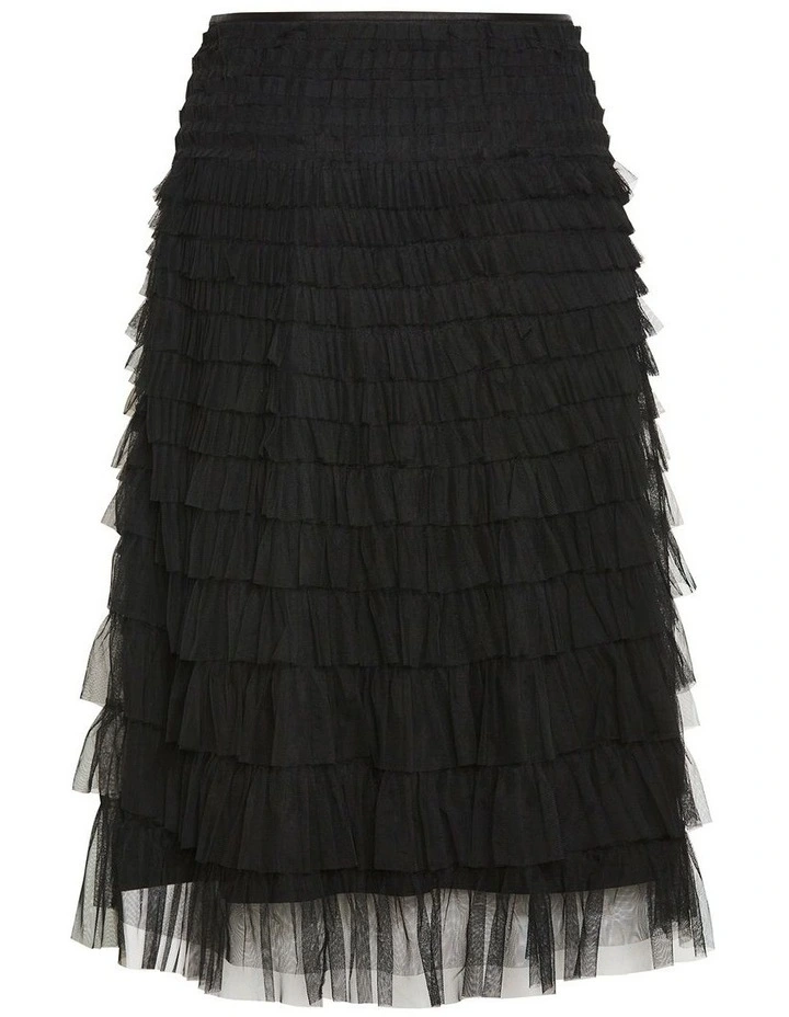 Plus Size Averi Tulle Midi Skirt in Black image 4