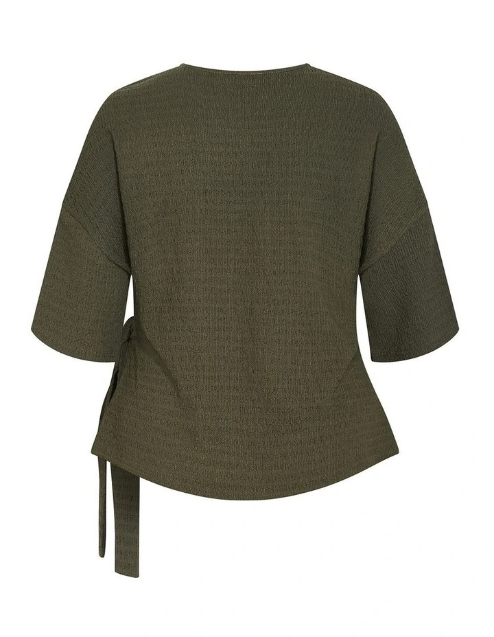 Plus Size Brianna Side Tie Top in Khaki image 4